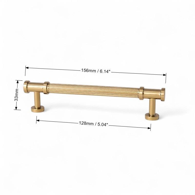 Luxury Ribbed Gold Cabinet Handles: Solid Brass Drawer Pulls & Knobs for Furniture - Image 8
