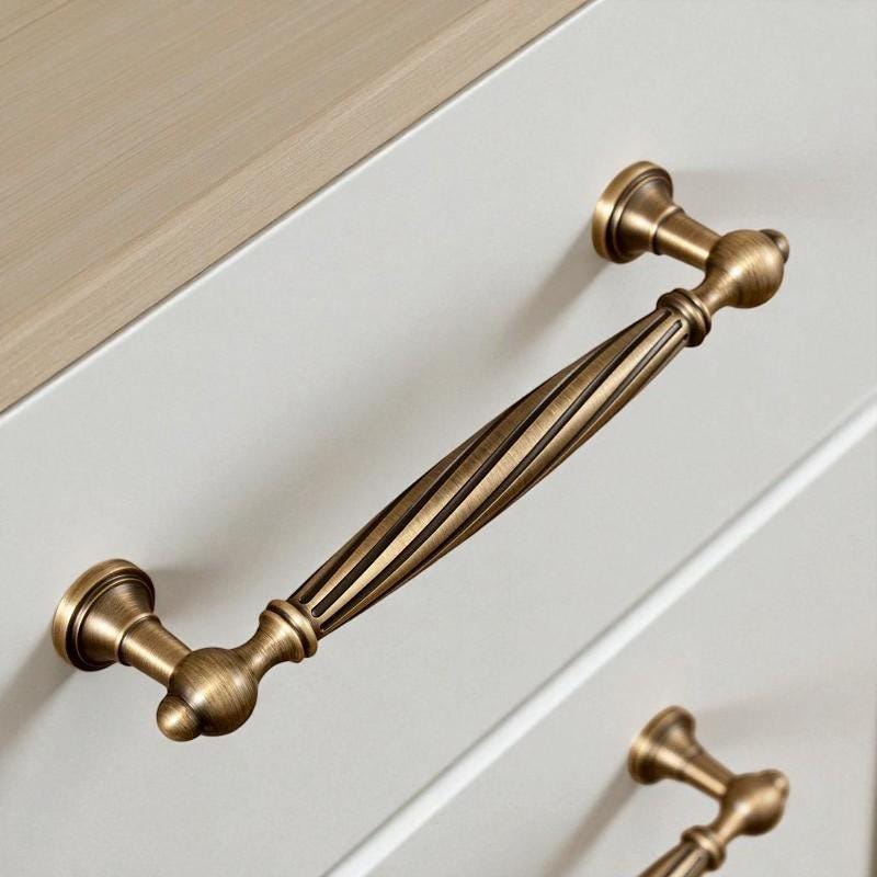 Antique Brass Cabinet Handles – Solid Brass Drawer Knobs and Pulls - Image 2