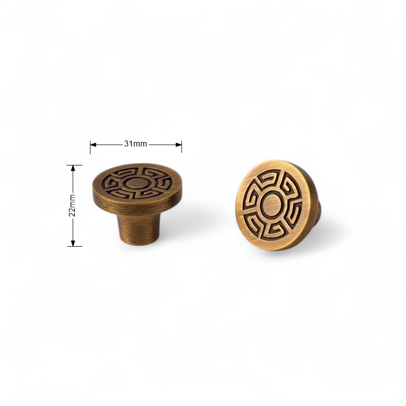 Solid Brass Handles – Antique Brushed Pulls with Oriental Design Accents - Image 5