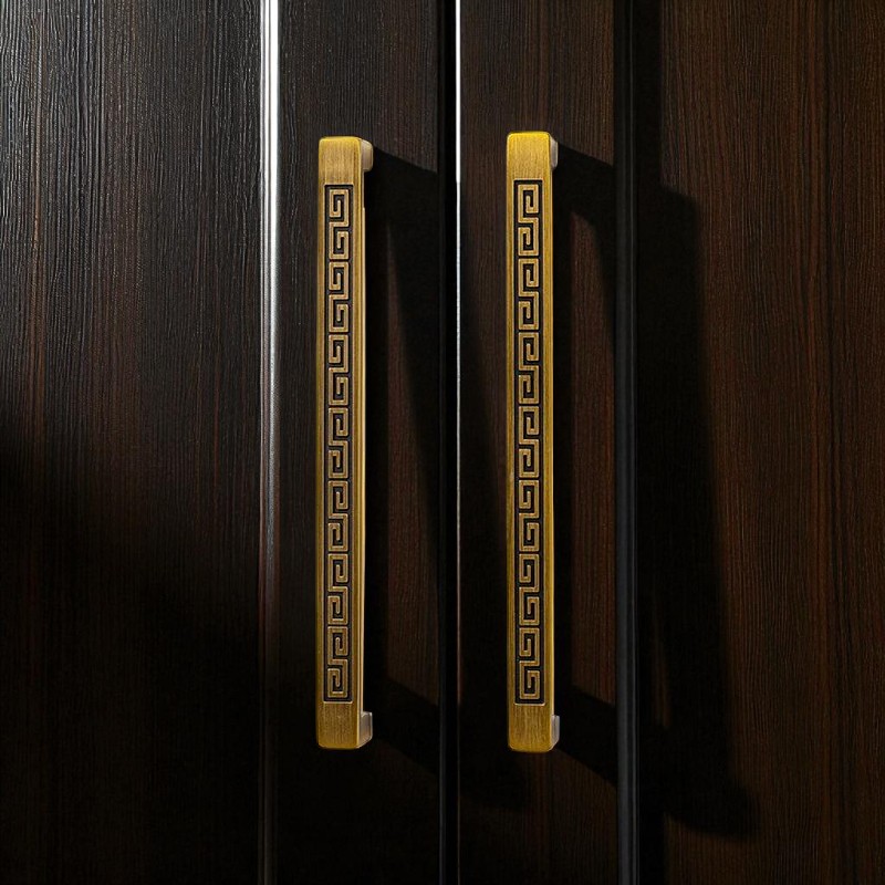 Solid Brass Handles – Antique Brushed Pulls with Oriental Design Accents - Image 3