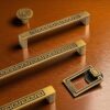 Solid Brass Handles – Antique Brushed Pulls with Oriental Design Accents