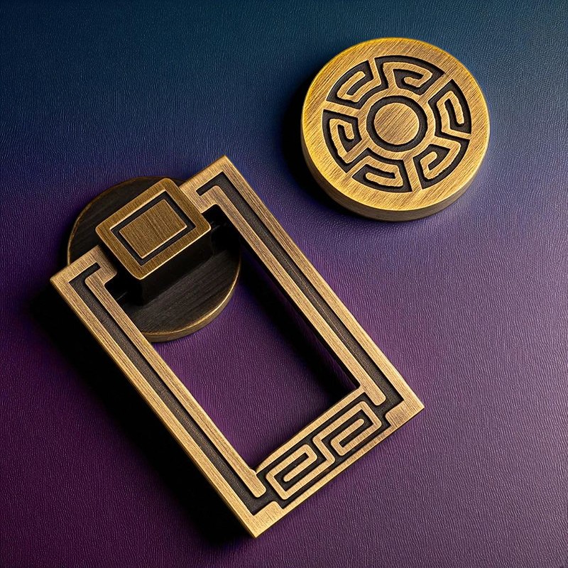 Solid Brass Handles – Antique Brushed Pulls with Oriental Design Accents - Image 4
