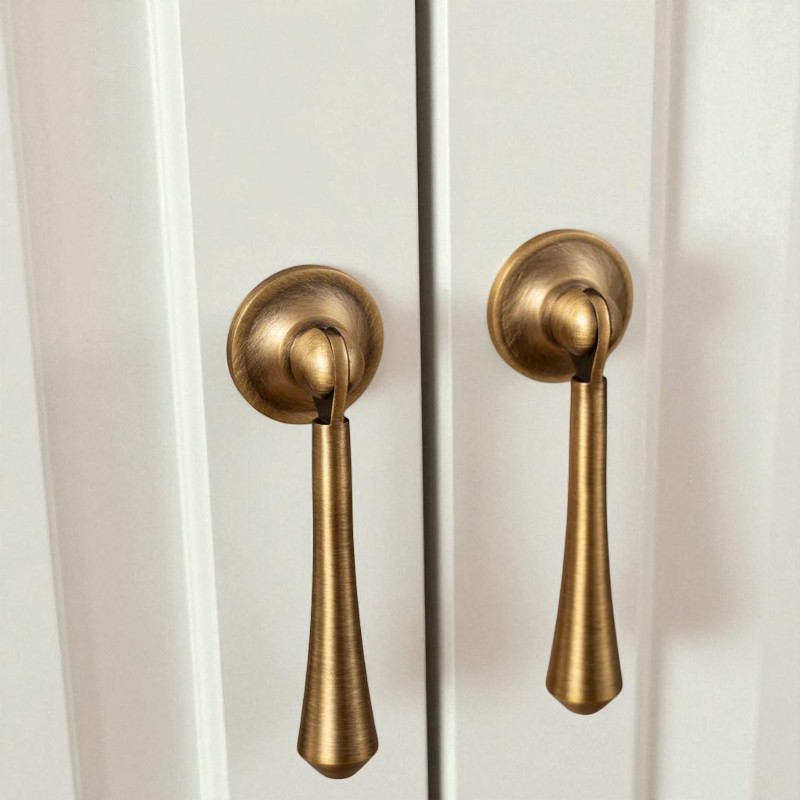 Antique Brushed Brass Tear Drop Drawer Pulls Cabinet Hardware - Image 4
