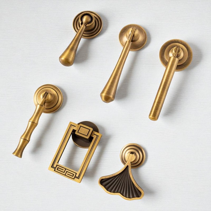 Antique Brushed Brass Tear Drop Drawer Pulls Cabinet Hardware