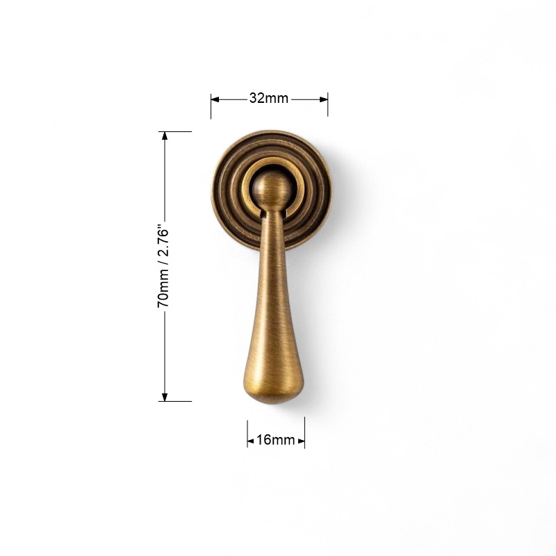 Antique Brushed Brass Tear Drop Drawer Pulls Cabinet Hardware - Image 14