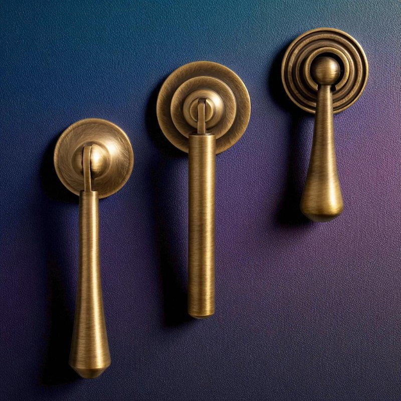 Antique Brushed Brass Tear Drop Drawer Pulls Cabinet Hardware - Image 3