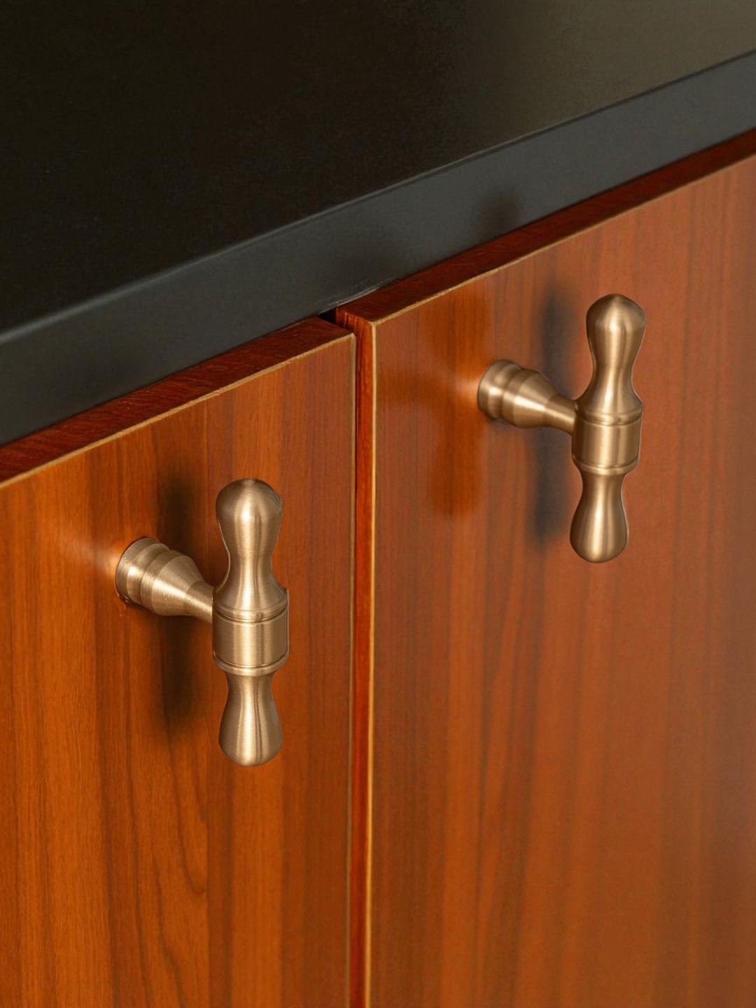 Solid Brass Handles & Knobs – Brushed Gold Modern Minimalist Cabinet Hardware - Image 5