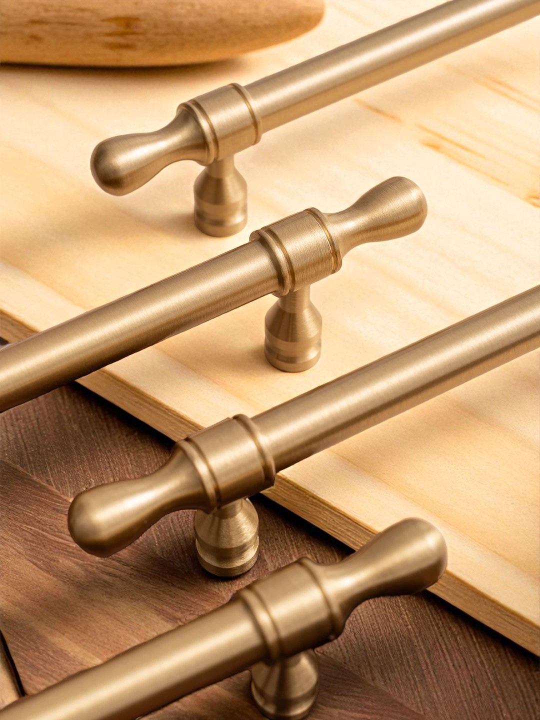 Solid Brass Handles & Knobs – Brushed Gold Modern Minimalist Cabinet Hardware - Image 2