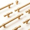 Solid Brass Handles & Knobs – Brushed Gold Modern Minimalist Cabinet Hardware