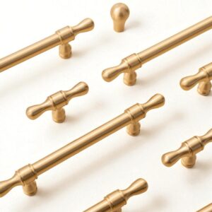 Solid Brass Handles & Knobs – Brushed Gold Modern Minimalist Cabinet Hardware
