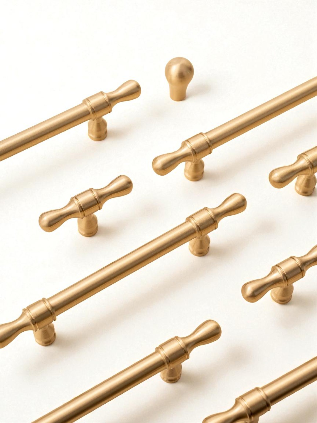 Solid Brass Handles & Knobs – Brushed Gold Modern Minimalist Cabinet Hardware