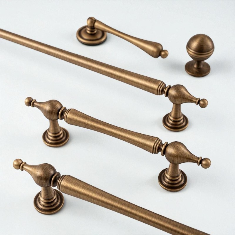 Brushed Brass Handles For Cabinet, Wardrobe, Drawer, Solid Brass Furniture Hardware