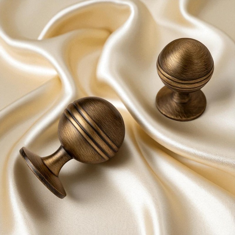 Ribbed Antique Brass Handle – Solid Brass Cabinet Pull in Classic Vintage Style - Image 2