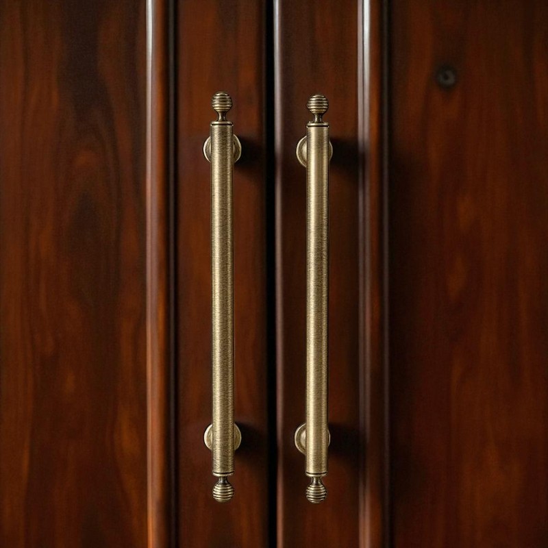 Ribbed Antique Brass Handle – Solid Brass Cabinet Pull in Classic Vintage Style - Image 3