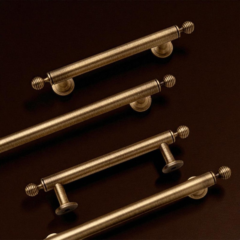 Ribbed Antique Brass Handle – Solid Brass Cabinet Pull in Classic Vintage Style - Image 5