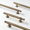 Ribbed Antique Brass Handle – Solid Brass Cabinet Pull in Classic Vintage Style