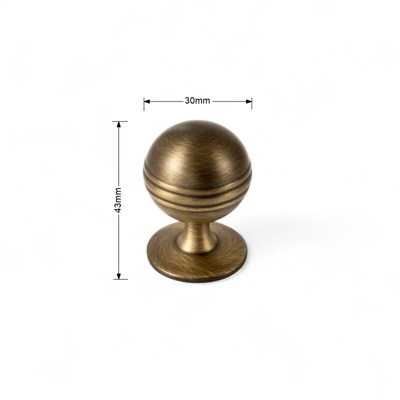 Ribbed Antique Brass Handle – Solid Brass Cabinet Pull in Classic Vintage Style - Image 7