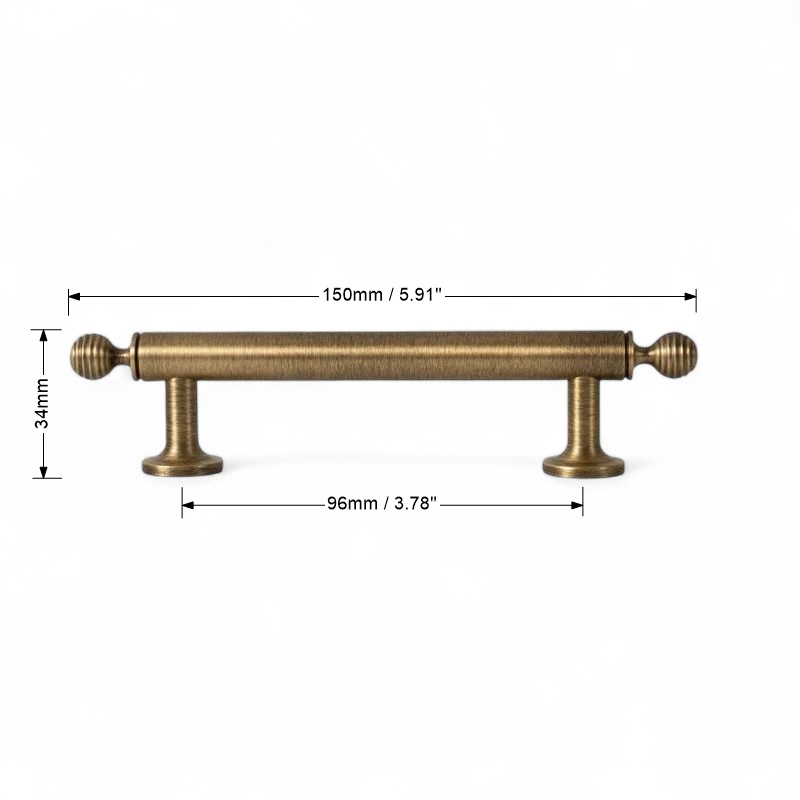Ribbed Antique Brass Handle – Solid Brass Cabinet Pull in Classic Vintage Style - Image 8