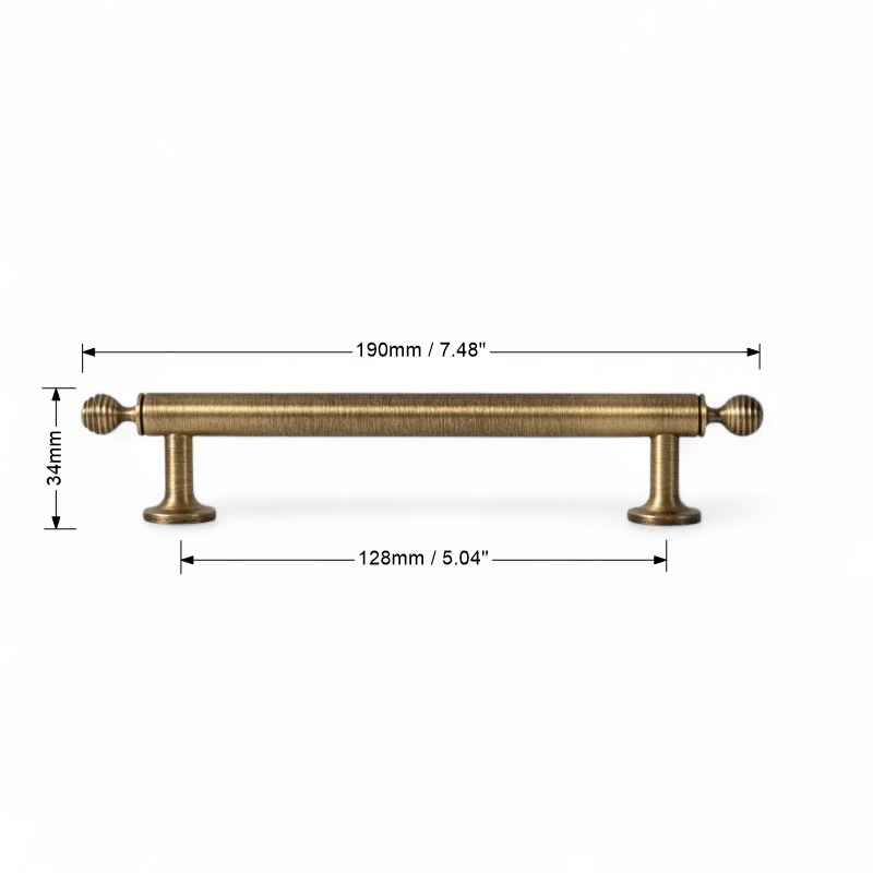 Ribbed Antique Brass Handle – Solid Brass Cabinet Pull in Classic Vintage Style - Image 9