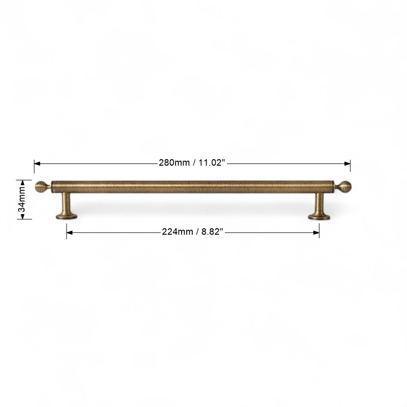 Ribbed Antique Brass Handle – Solid Brass Cabinet Pull in Classic Vintage Style - Image 11