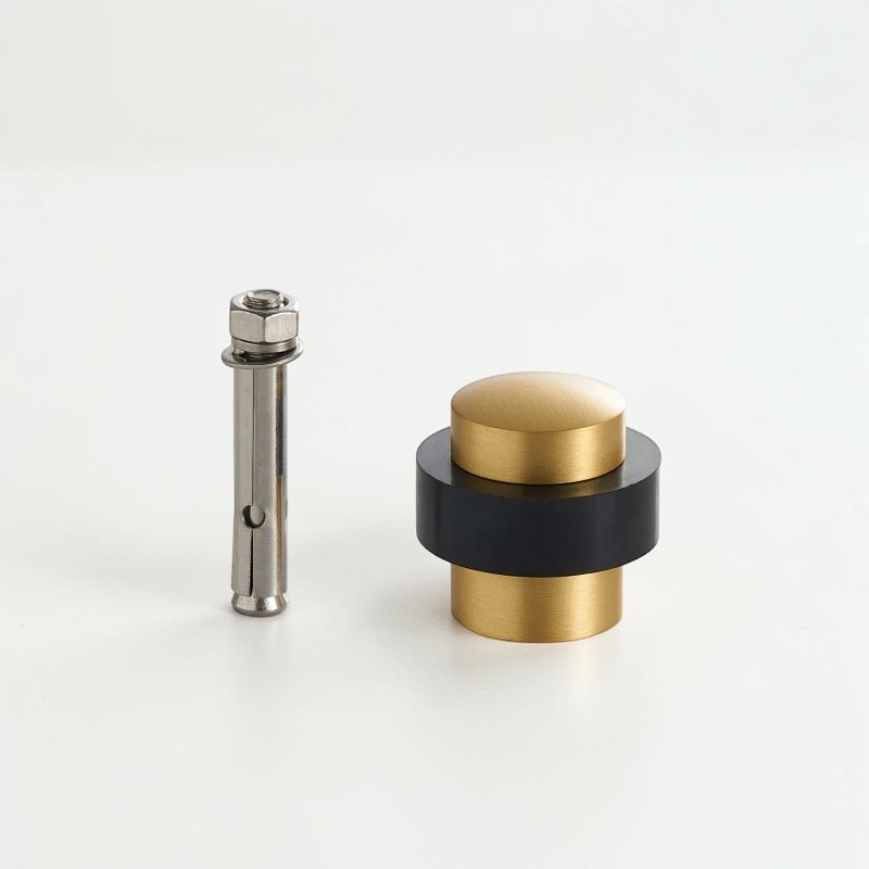 Brushed Brass floor mounted door stop and separate mounting screw