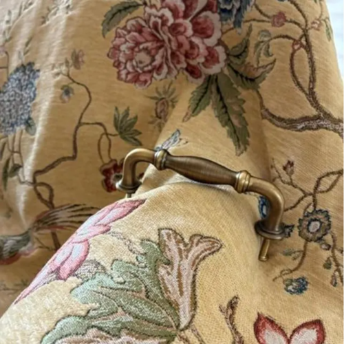 Joan's customer photo of antique brass cabinet pulls