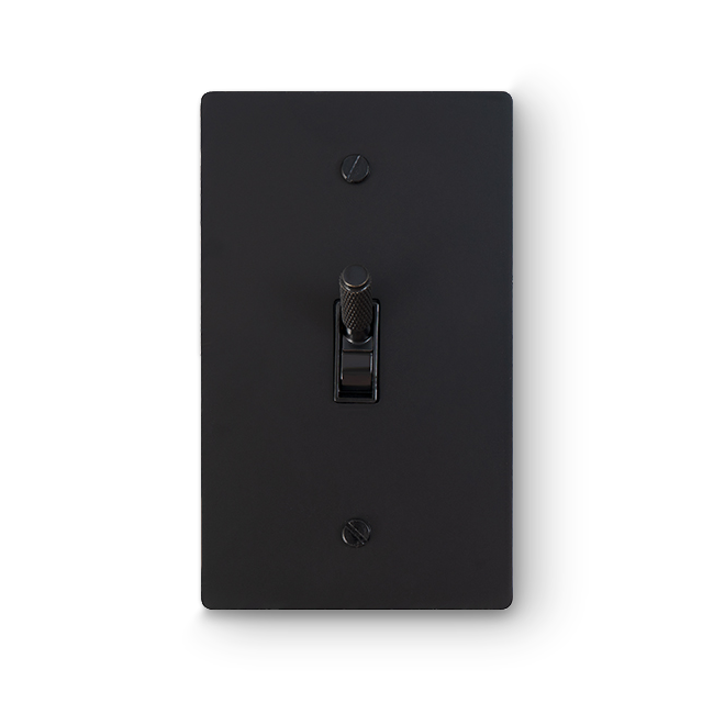 1 Gang Toggle Switch - Black plate, Black screws - Additional front view