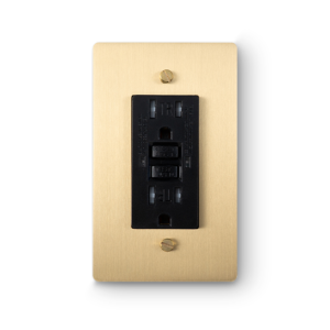 1 Gang GFCI Outlet - Brass plate, Brass screws - Front view