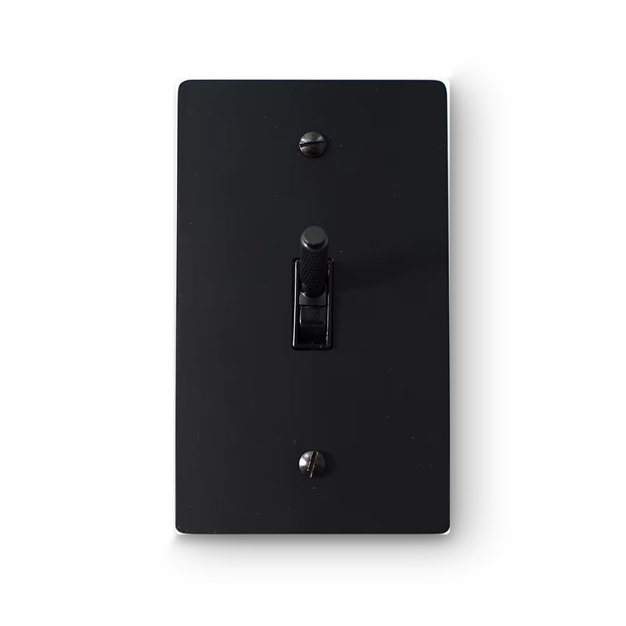 1 Gang Toggle Switch - Black plate, Black screws - Front view